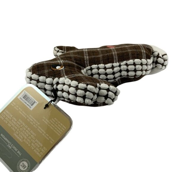 Dog Toss Toy European Home Burlap Stuffed Bunny Brown White Country Plaid - Picture 4 of 11